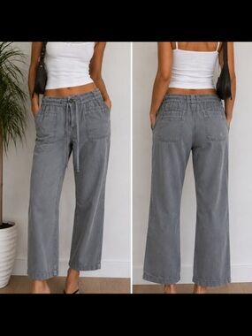 American Eagle Vintage 2009 Y2K Gray Casual Linen Blend Pants Boho